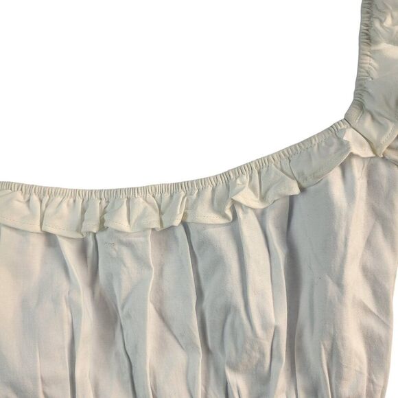 NEW Reformation X-Large White Cotton Blouse Sweetheart Neck Peplum Shirred - Picture 14 of 16